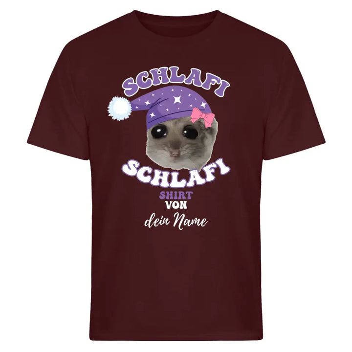 Schlafi Schlafi Shirt - personalisierbar mit deinem Namen - Damen, Herren - Nachthemd - Sad Hamster - Hamsti