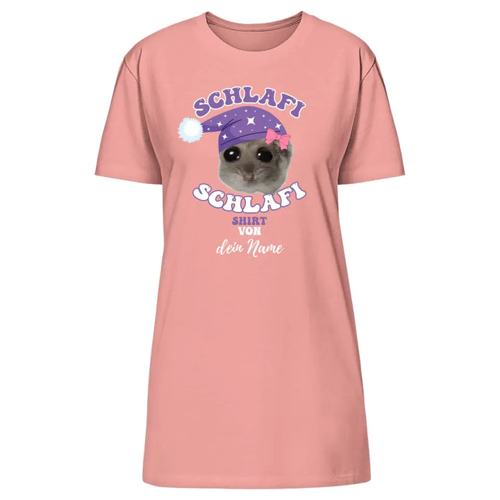 Schlafi Schlafi Shirt - personalisierbar mit deinem Namen - Damen, Herren - Nachthemd - Sad Hamster - Hamsti