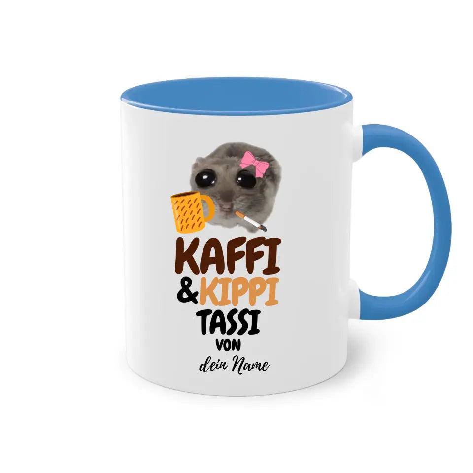 Kaffi & Kippi Tassi - Tasse personalisierbar mit Name - Sad Hamster Hamsti Design