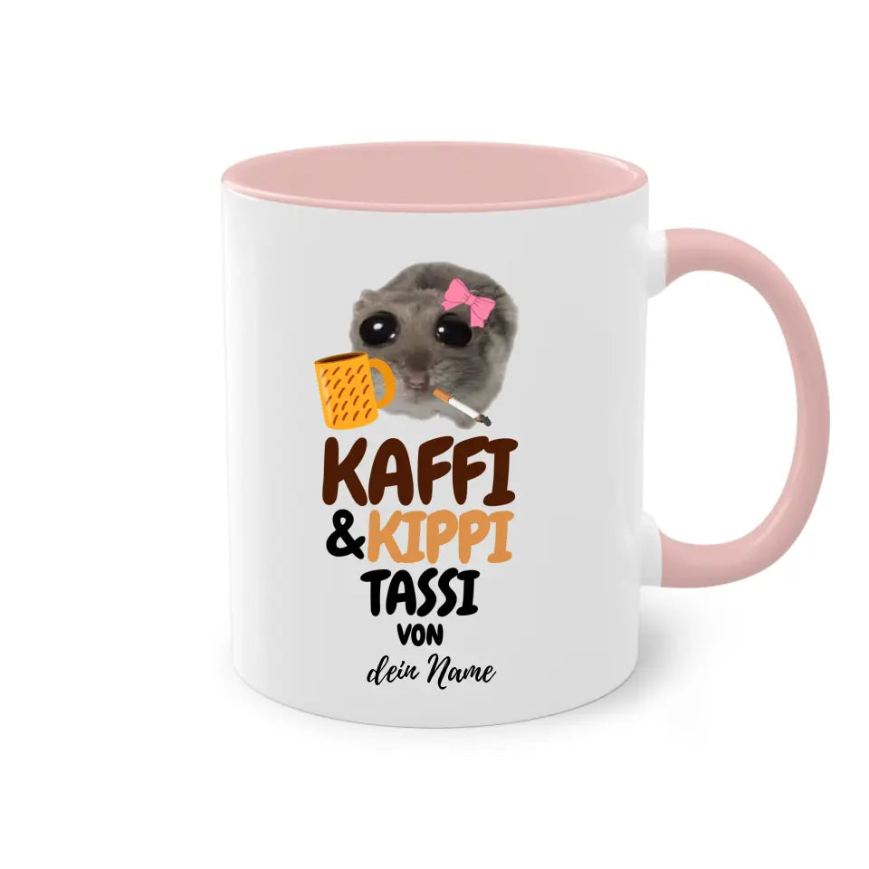 Kaffi & Kippi Tassi - Tasse personalisierbar mit Name - Sad Hamster Hamsti Design