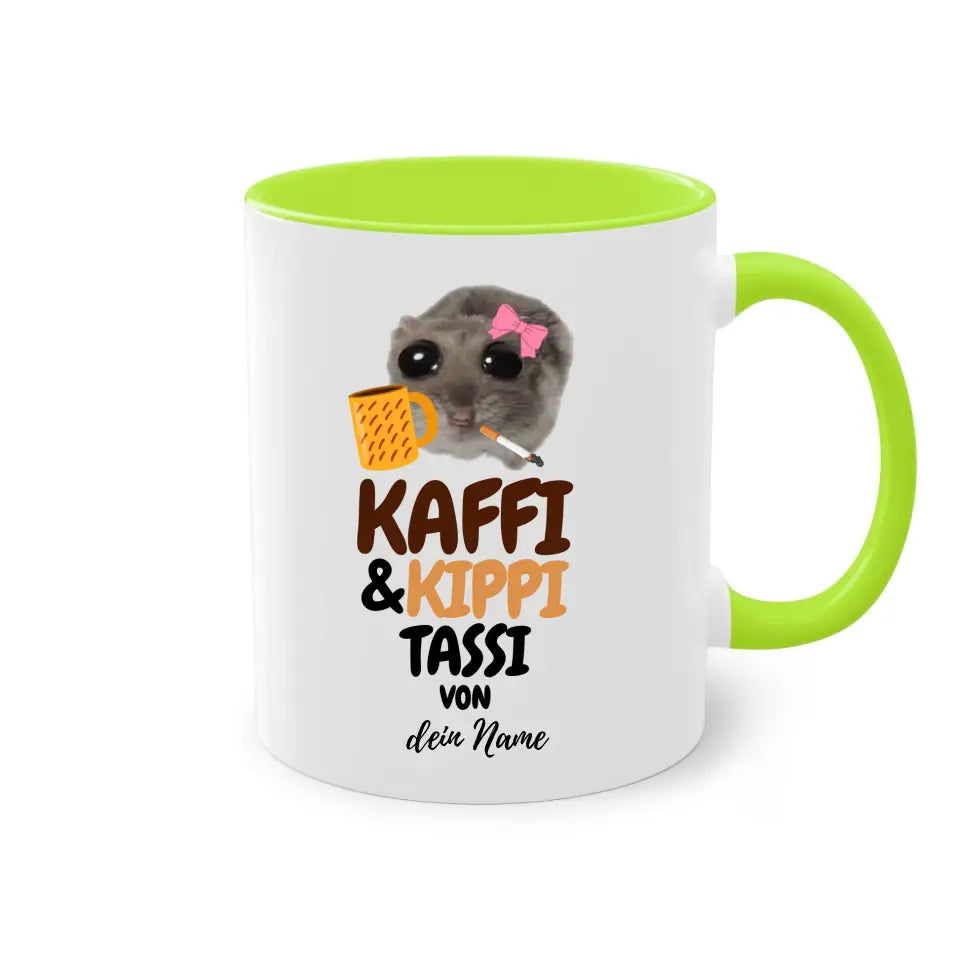 Kaffi & Kippi Tassi - Tasse personalisierbar mit Name - Sad Hamster Hamsti Design