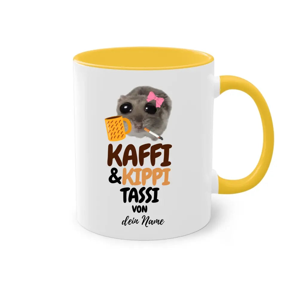 Kaffi & Kippi Tassi - Tasse personalisierbar mit Name - Sad Hamster Hamsti Design