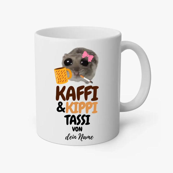 Kaffi & Kippi Tassi - Tasse personalisierbar mit Name - Sad Hamster Hamsti Design