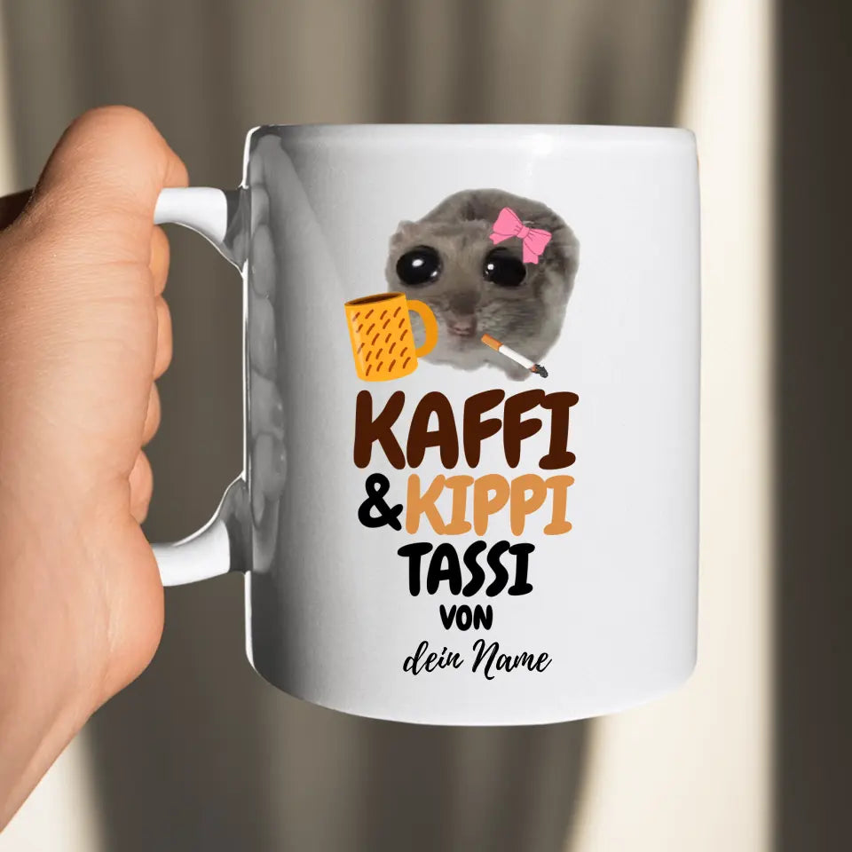 Kaffi & Kippi Tassi - Tasse personalisierbar mit Name - Sad Hamster Hamsti Design