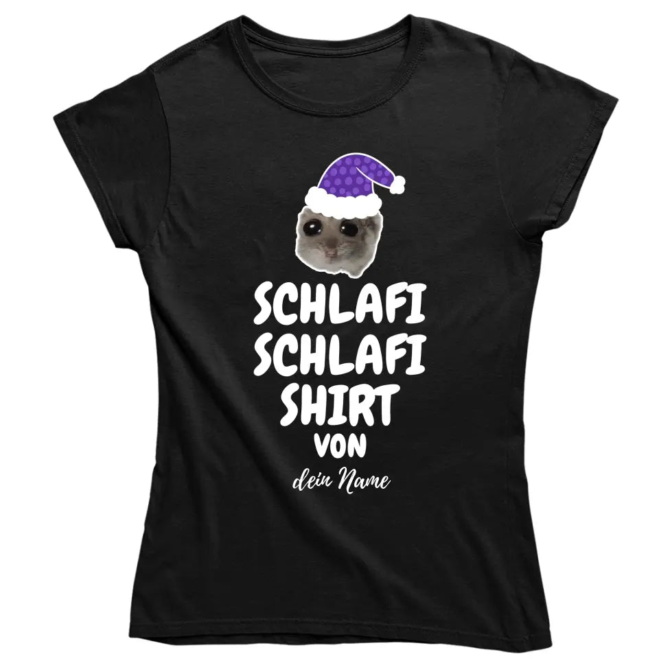 Schlafi Schlafi Shirt mit Name - Damen, Herren & Kinder - Nachthemd . Sad Hamster - Hamsti