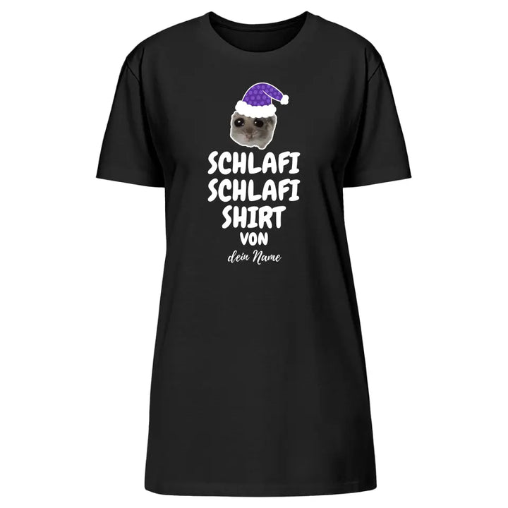 Schlafi Schlafi Shirt mit Name - Damen, Herren & Kinder - Nachthemd . Sad Hamster - Hamsti