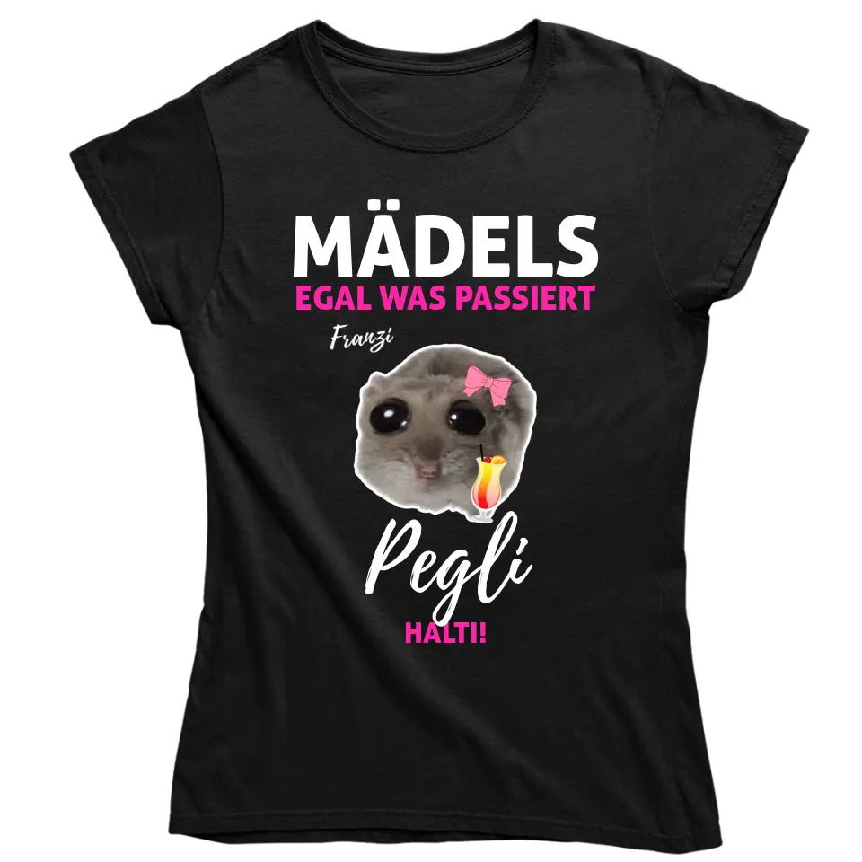 Hamsti - Mädels, Pegli halti - personalisierbar mit Name - T-Shirt