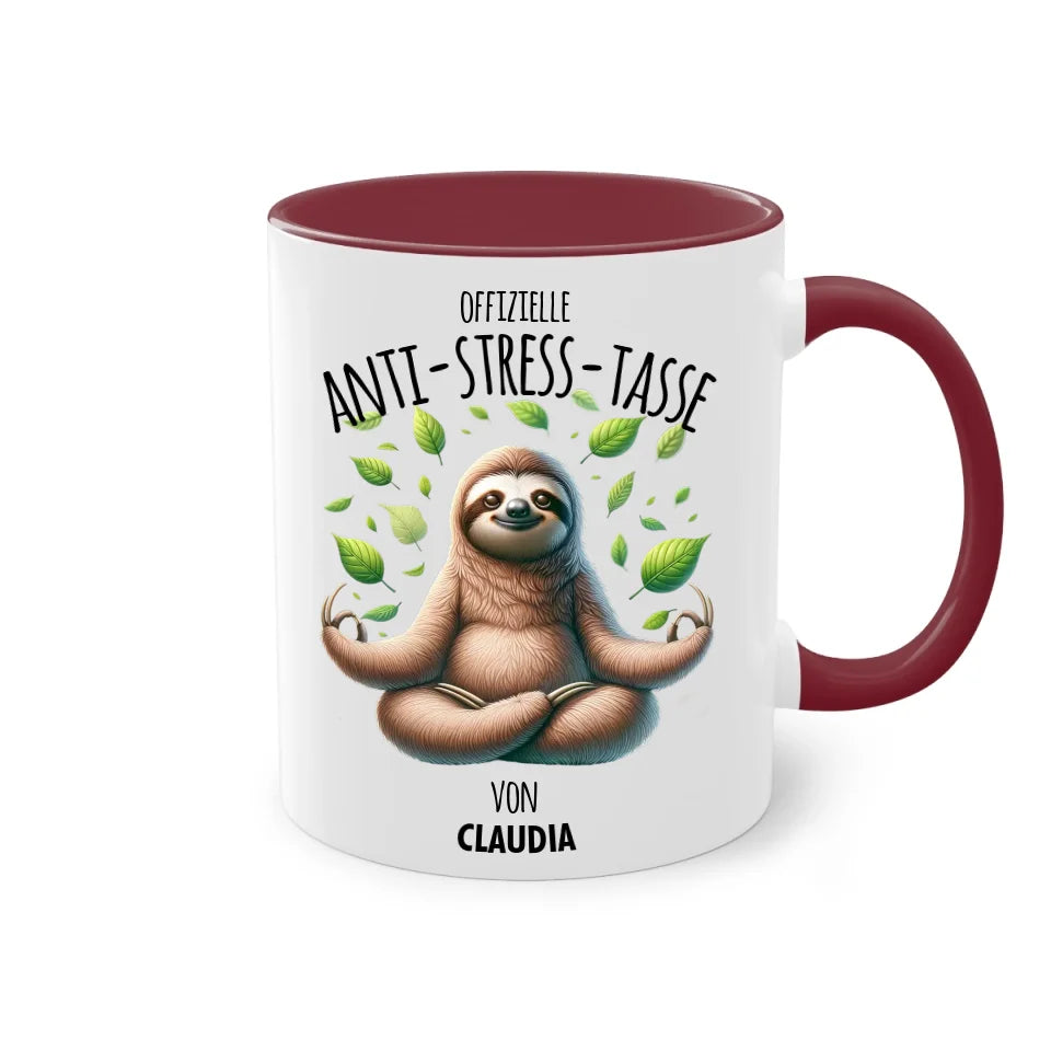 Offizielle Anti-Stress-Tasse - personalisierbar mit Name und chilligen Tieren