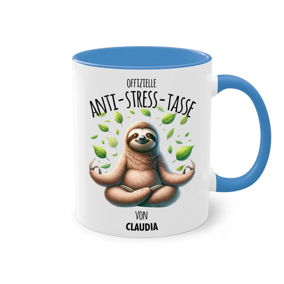 Offizielle Anti-Stress-Tasse - personalisierbar mit Name und chilligen Tieren