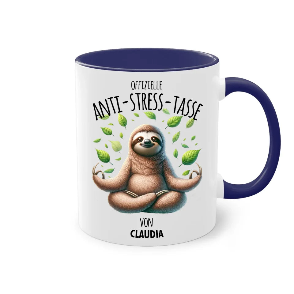 Offizielle Anti-Stress-Tasse - personalisierbar mit Name und chilligen Tieren