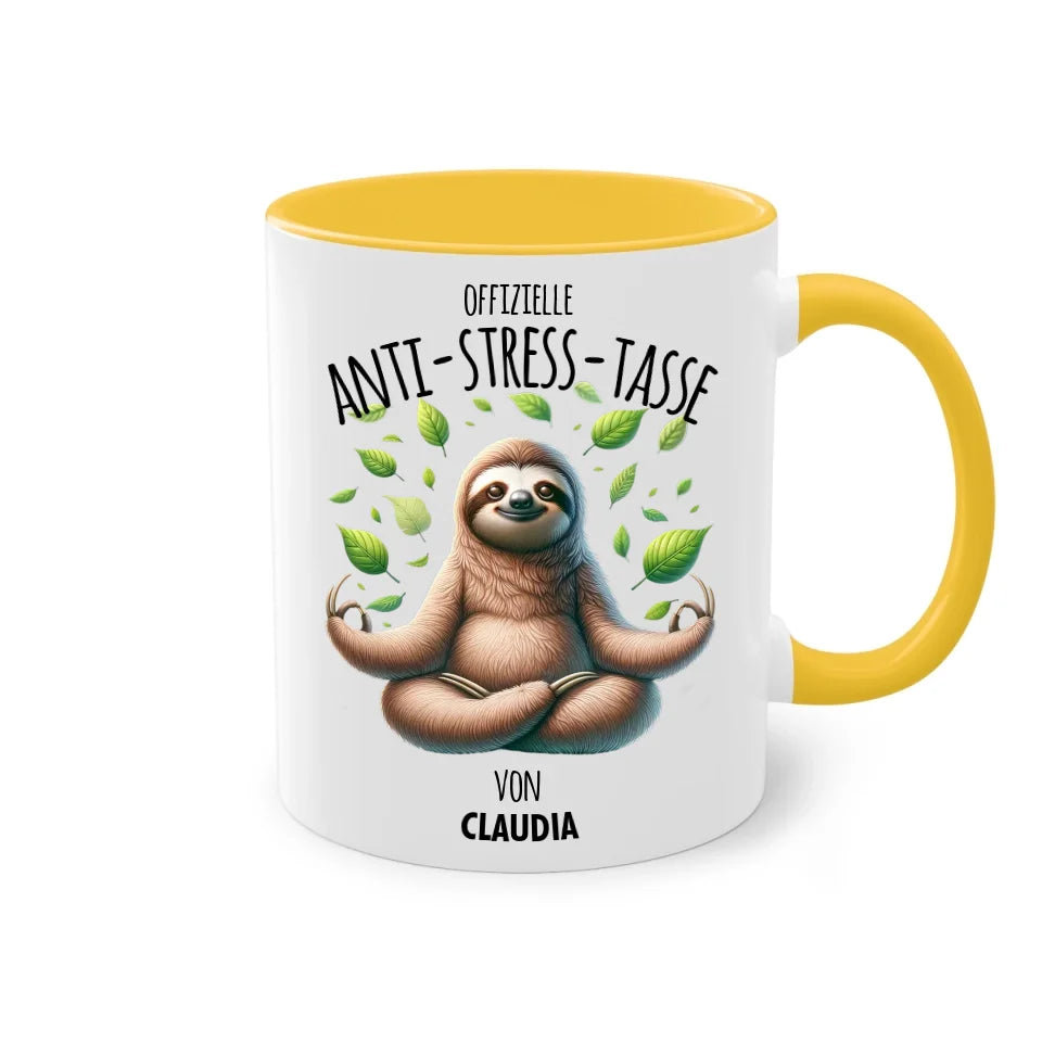 Offizielle Anti-Stress-Tasse - personalisierbar mit Name und chilligen Tieren