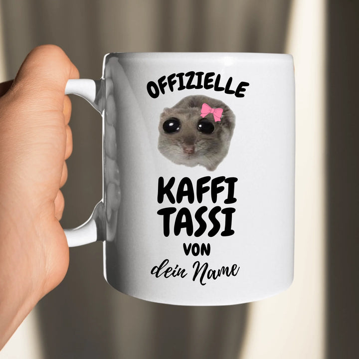 Offizielle Kaffi Tassi - personalisierbar mit Name - Sad Hamster Hamsti Design - Words on Shirts