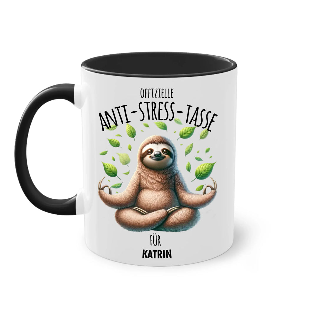 Offizielle Anti-Stress-Tasse - personalisierbar mit Name und chilligen Tieren - Geschenk Edition