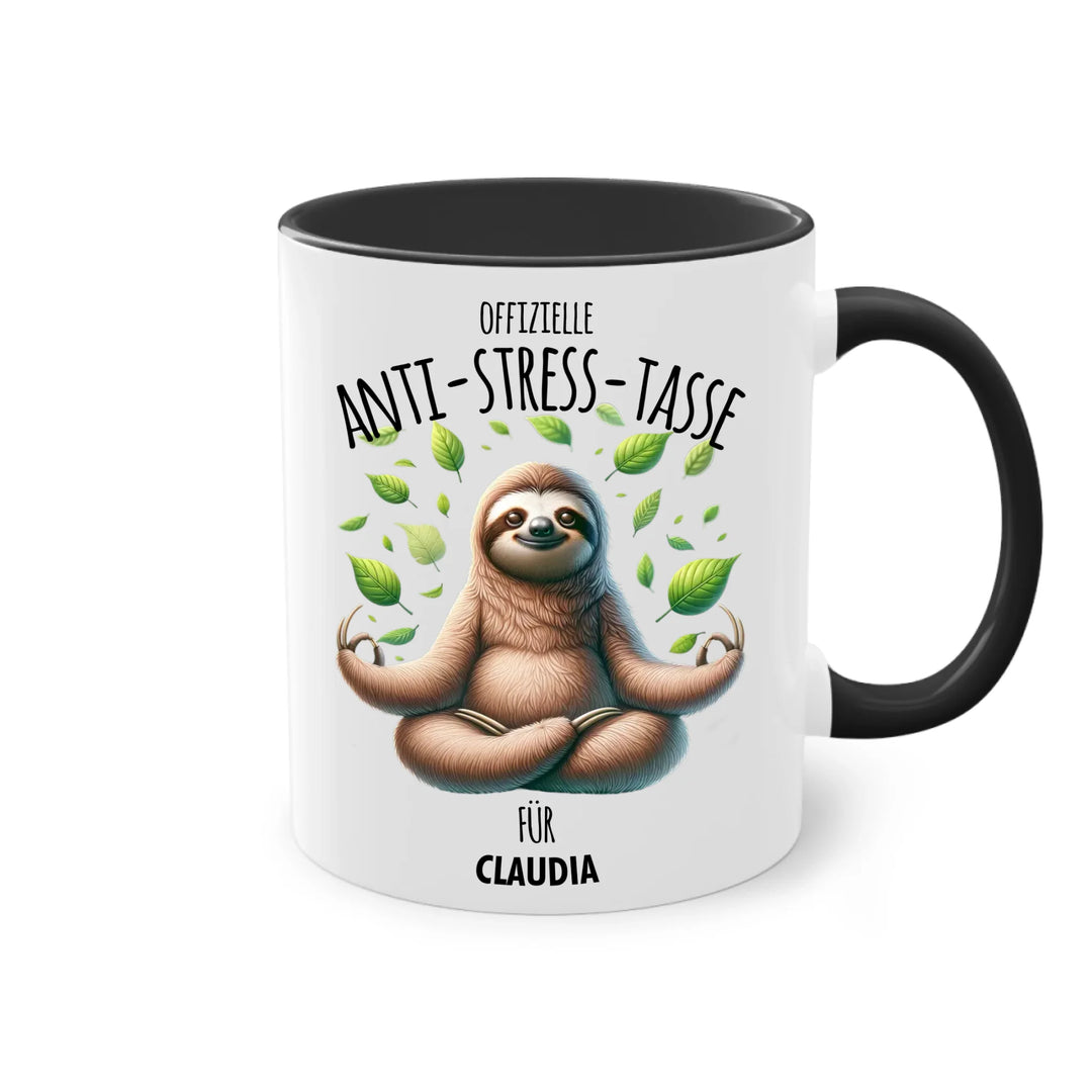 Offizielle Anti-Stress-Tasse - personalisierbar mit Name und chilligen Tieren - Geschenk Edition