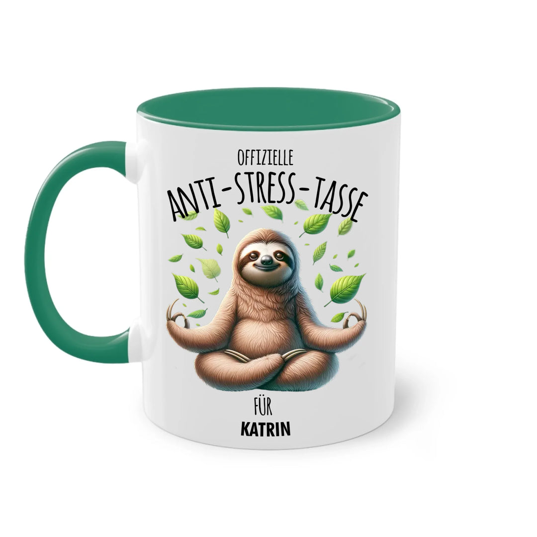 Offizielle Anti-Stress-Tasse - personalisierbar mit Name und chilligen Tieren - Geschenk Edition