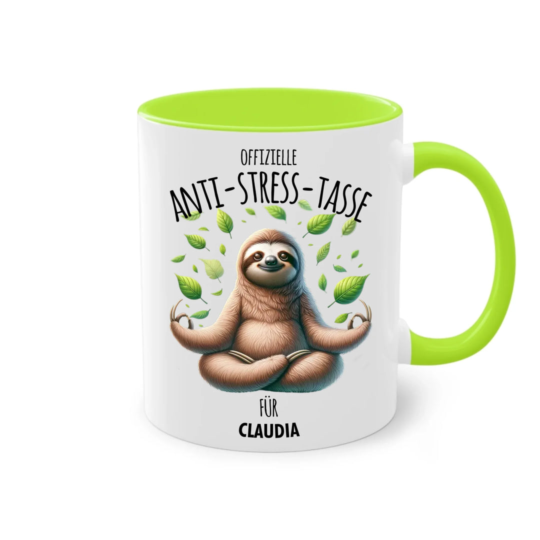 Offizielle Anti-Stress-Tasse - personalisierbar mit Name und chilligen Tieren - Geschenk Edition