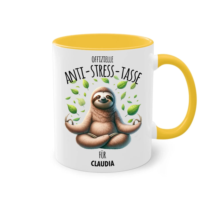 Offizielle Anti-Stress-Tasse - personalisierbar mit Name und chilligen Tieren - Geschenk Edition