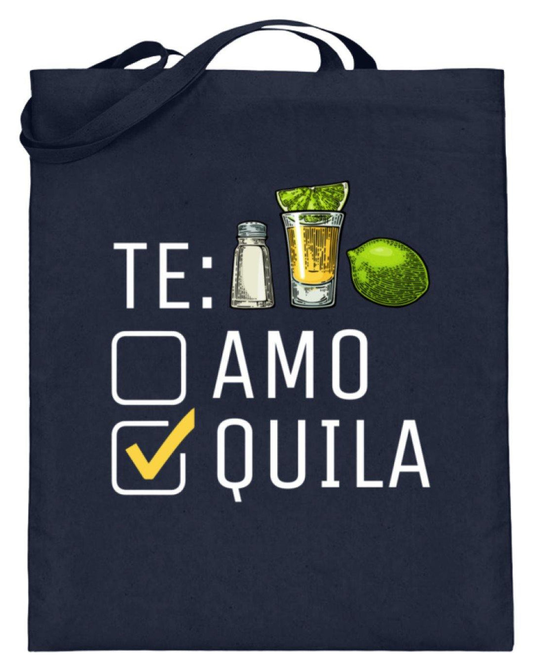 Tequila Te:amo Te:qulia   - Jutebeutel (mit langen Henkeln) - Words on Shirts