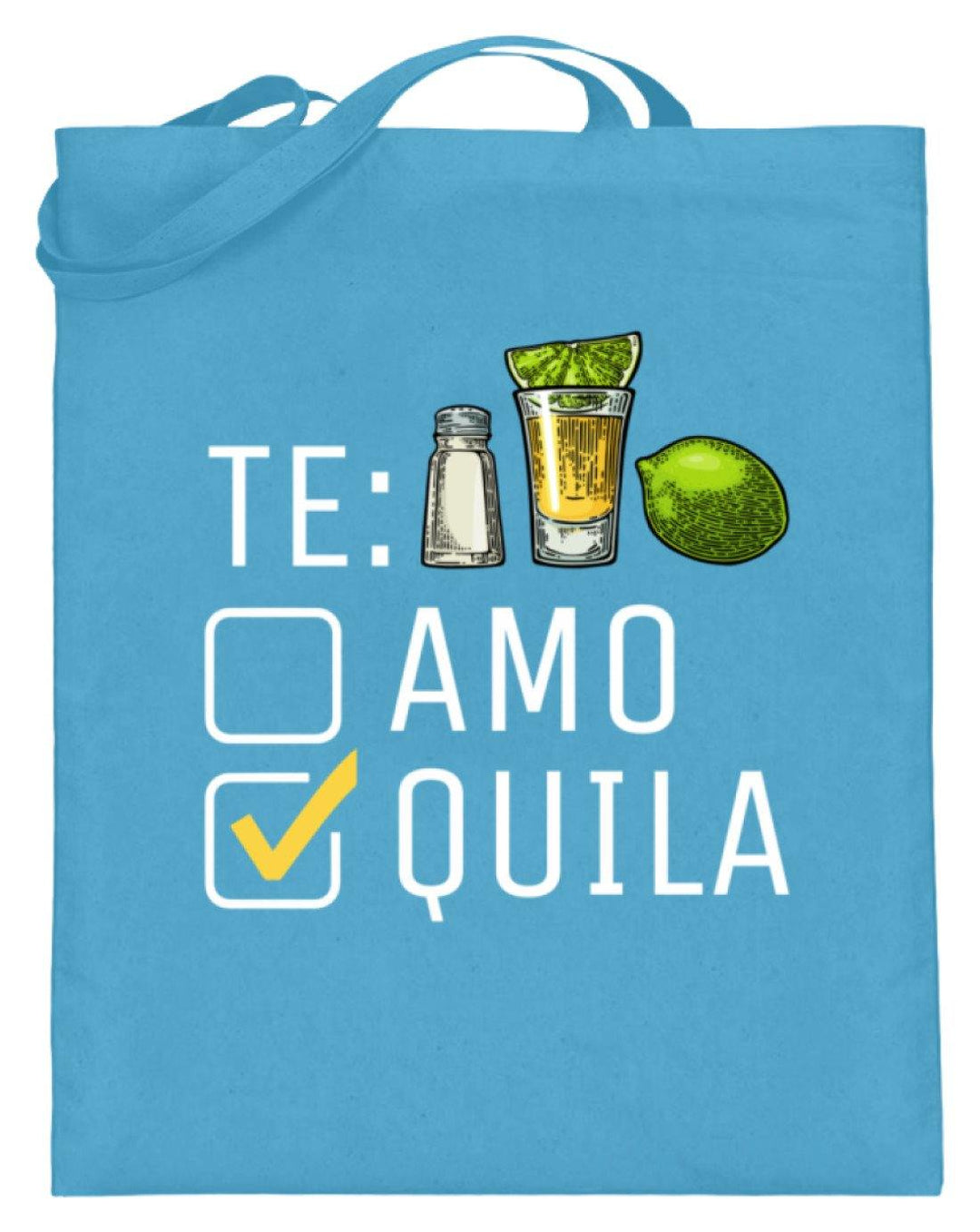 Tequila Te:amo Te:qulia   - Jutebeutel (mit langen Henkeln) - Words on Shirts