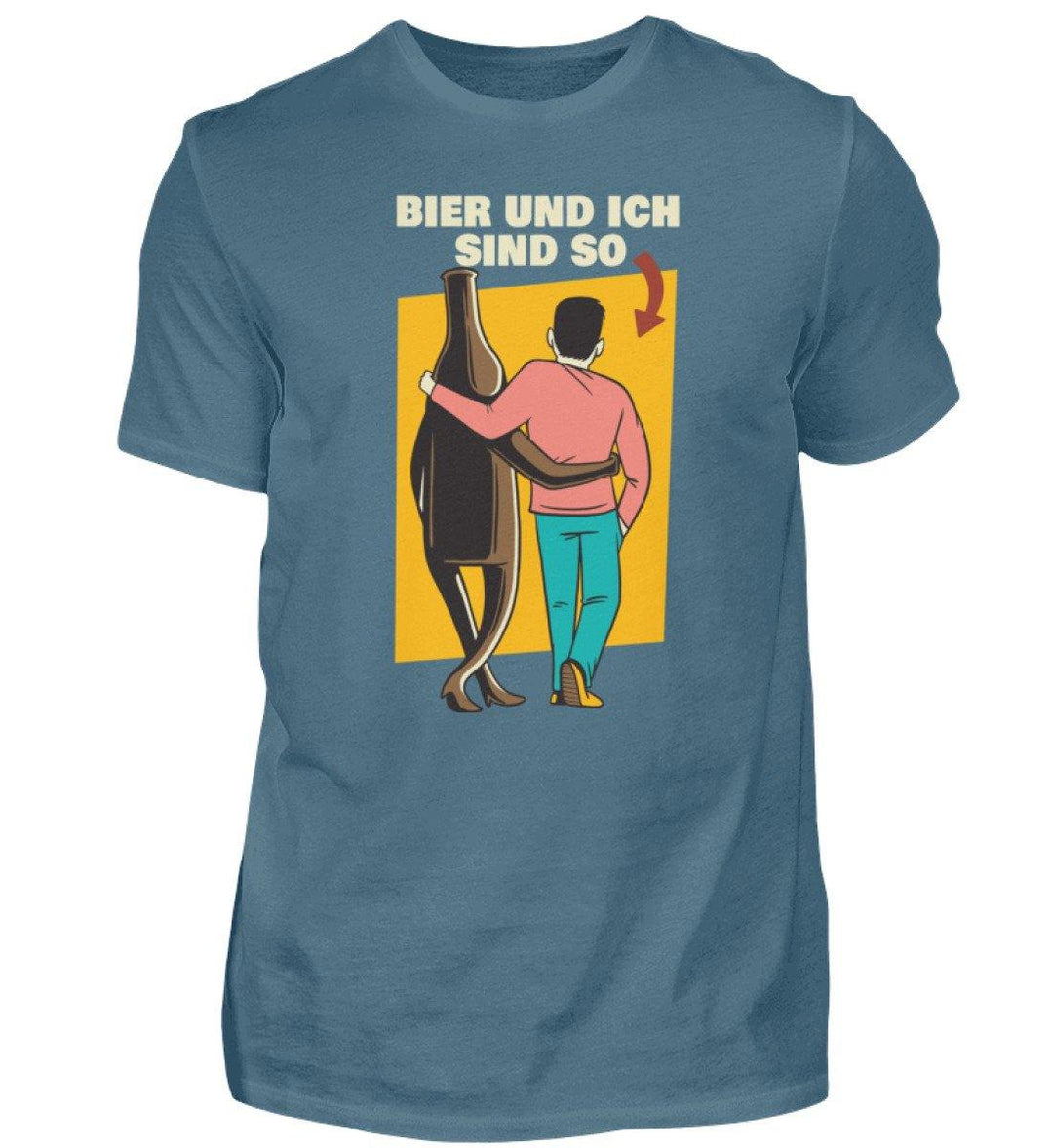 Bier und ich sind so - Words on Shirts  - Herren Shirt - Words on Shirts Sag es mit dem Mittelfinger Shirts Hoodies Sweatshirt Taschen Gymsack Spruch Sprüche Statement