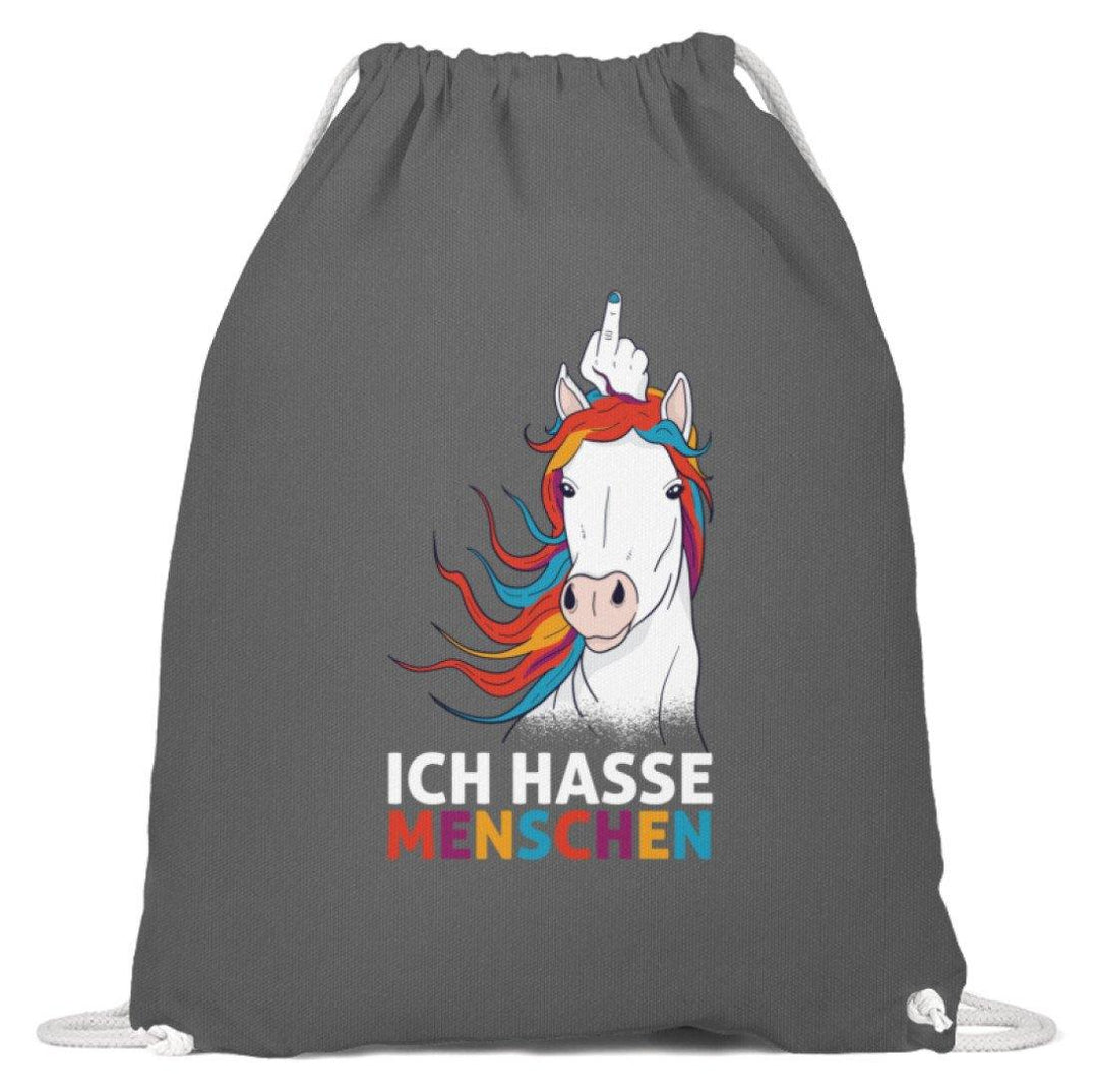 Ich hasse Menschen - Words on Shirts  - Baumwoll Gymsac - Words on Shirts Sag es mit dem Mittelfinger Shirts Hoodies Sweatshirt Taschen Gymsack Spruch Sprüche Statement