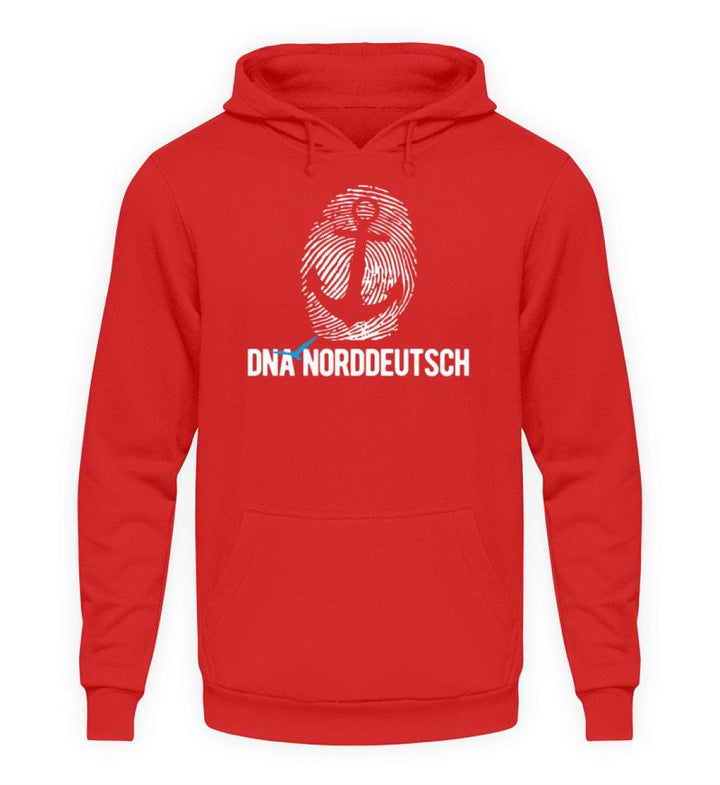 DNA Norddeutsch  - Unisex Kapuzenpullover Hoodie - Words on Shirts Sag es mit dem Mittelfinger Shirts Hoodies Sweatshirt Taschen Gymsack Spruch Sprüche Statement
