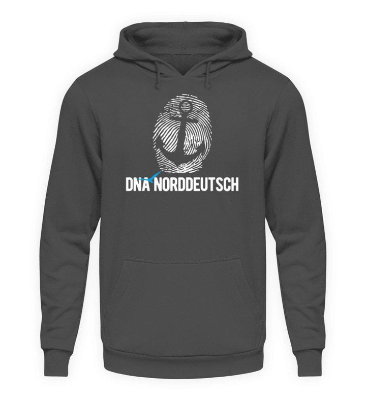 DNA Norddeutsch  - Unisex Kapuzenpullover Hoodie - Words on Shirts Sag es mit dem Mittelfinger Shirts Hoodies Sweatshirt Taschen Gymsack Spruch Sprüche Statement