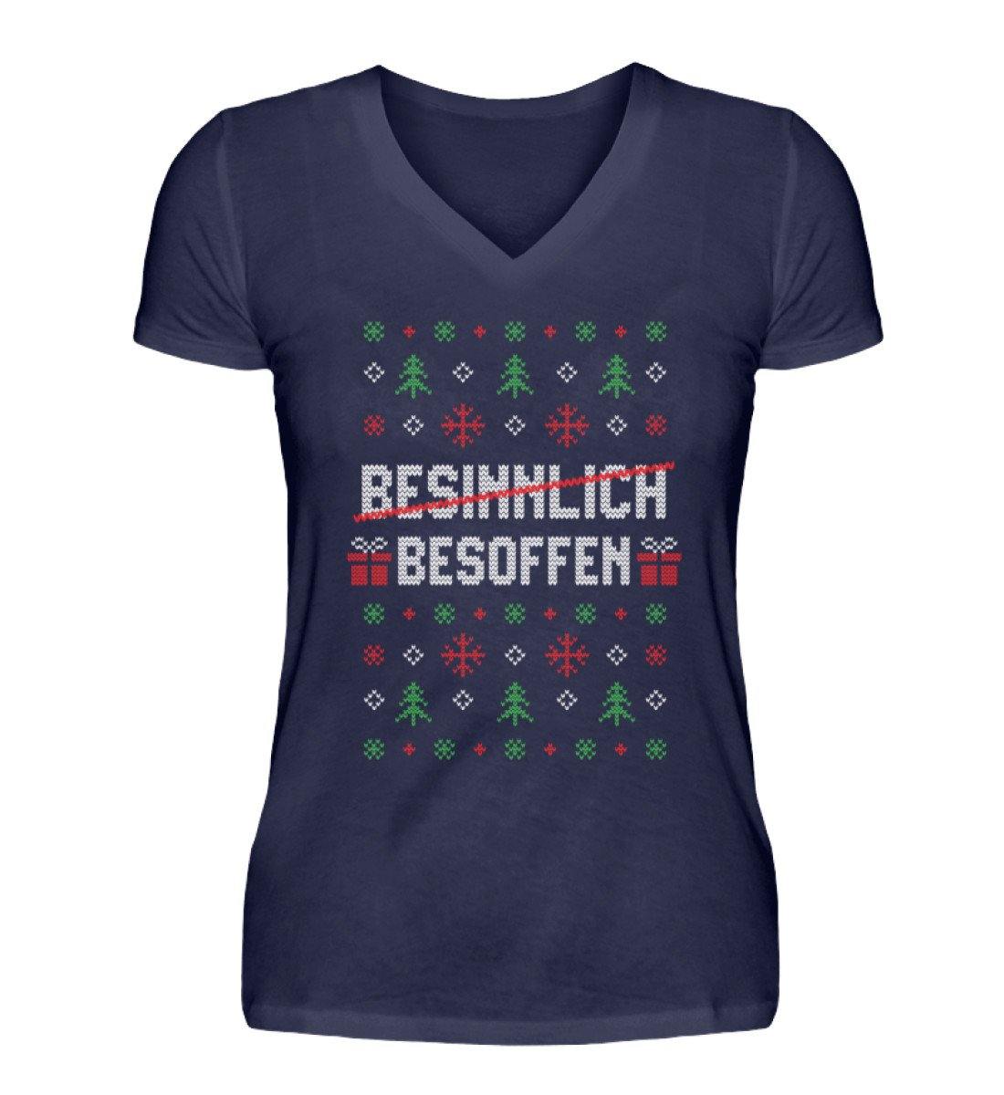 Besinnlich - Besoffen - Words on Shirts  - V-Neck Damenshirt