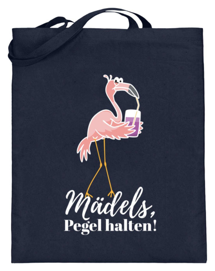 Mädels Pegel halten - Flamingo  - Jutebeutel (mit langen Henkeln) - Words on Shirts Sag es mit dem Mittelfinger Shirts Hoodies Sweatshirt Taschen Gymsack Spruch Sprüche Statement