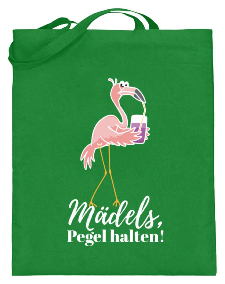 Mädels Pegel halten - Flamingo  - Jutebeutel (mit langen Henkeln) - Words on Shirts Sag es mit dem Mittelfinger Shirts Hoodies Sweatshirt Taschen Gymsack Spruch Sprüche Statement