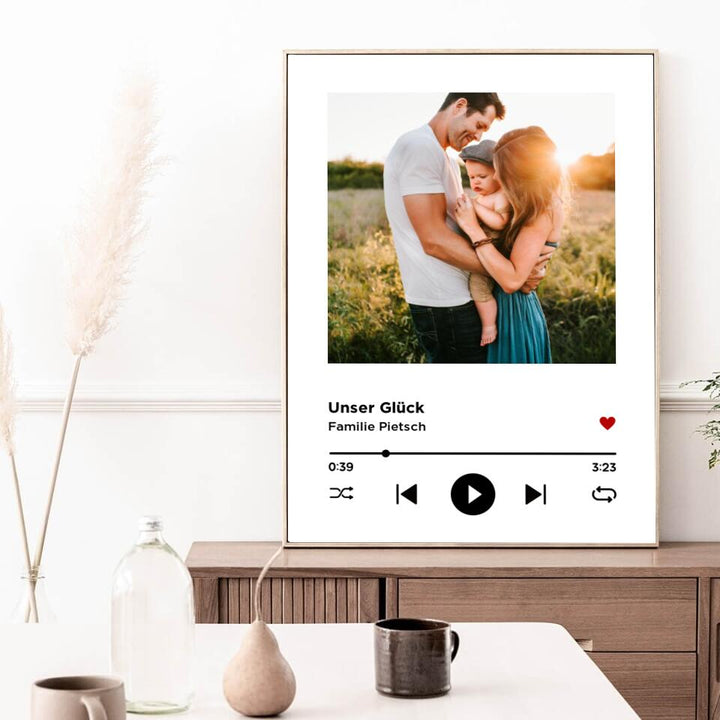 Musik-Player | personalisierbares Poster mit Songtitel & Band | Familienposter Geschenk für Paare, Familie, Jahrestag, Valentinstag