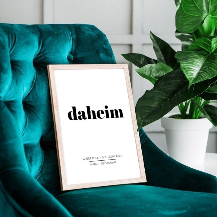 DAHEIM | personalisierbares Poster mit Namen, Stadt & Land | Familienposter Geschenk für Paare, Familie, Jahrestag, Valentinstag