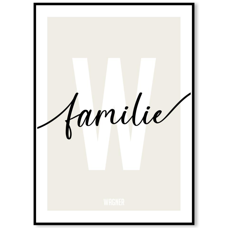 Familienposter Familie | personalisierbares Poster mit Name & Buchstabe | Geschenk für Paare, Familie, Jahrestag, Valentinstag