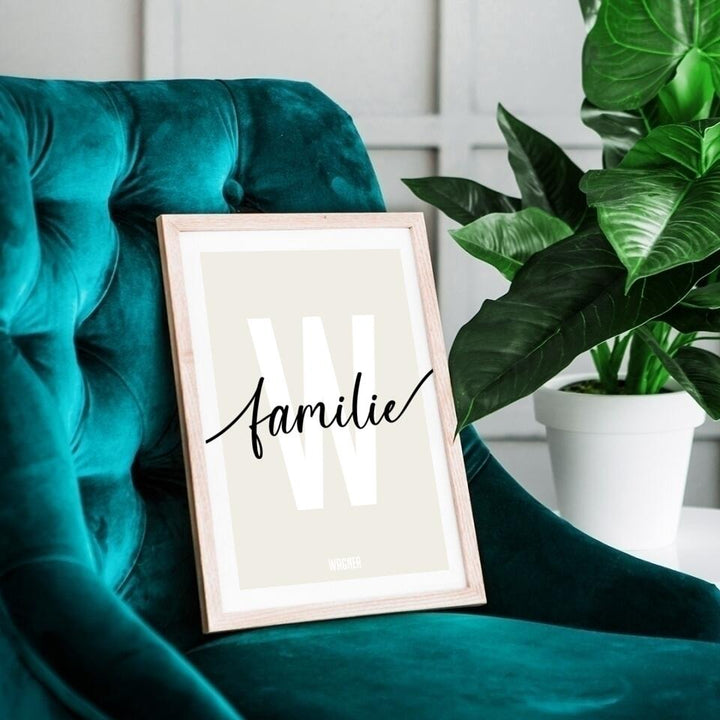 Familienposter Familie | personalisierbares Poster mit Name & Buchstabe | Geschenk für Paare, Familie, Jahrestag, Valentinstag