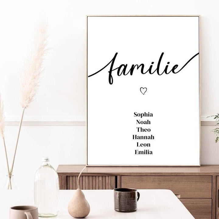 Familienposter | personalisierbares Poster mit Namen | Geschenk für Familie, Jahrestag, Valentinstag, Hausbau & Richtfest