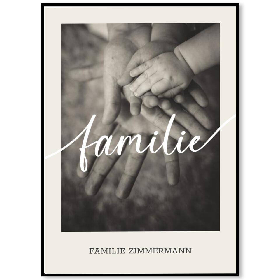 Familienposter Familie | personalisierbares Poster mit Bild & Familienname | Geschenk für Familie, Jahrestag, Valentinstag, Hausbau & Richtfest