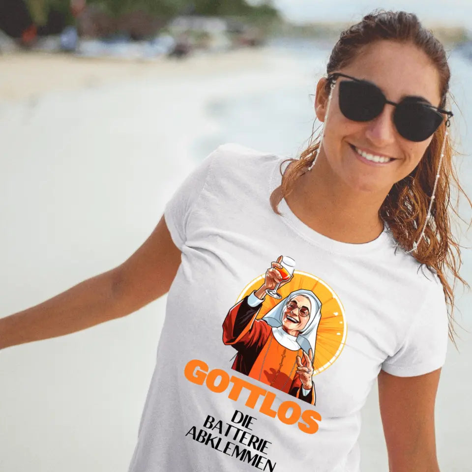 Gottlos Saufen - T-Shirt - Synonyme für Saufen - Gottlos die Weizung auf 5 stellen - Words on Shirts