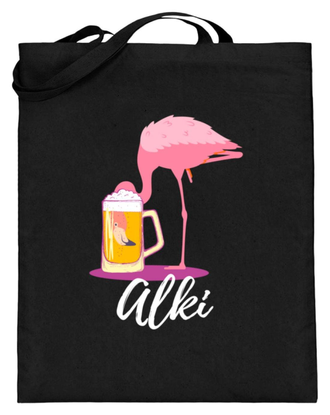 Flamingo Alki - Words on Shirt  - Jutebeutel (mit langen Henkeln) - Words on Shirts Sag es mit dem Mittelfinger Shirts Hoodies Sweatshirt Taschen Gymsack Spruch Sprüche Statement
