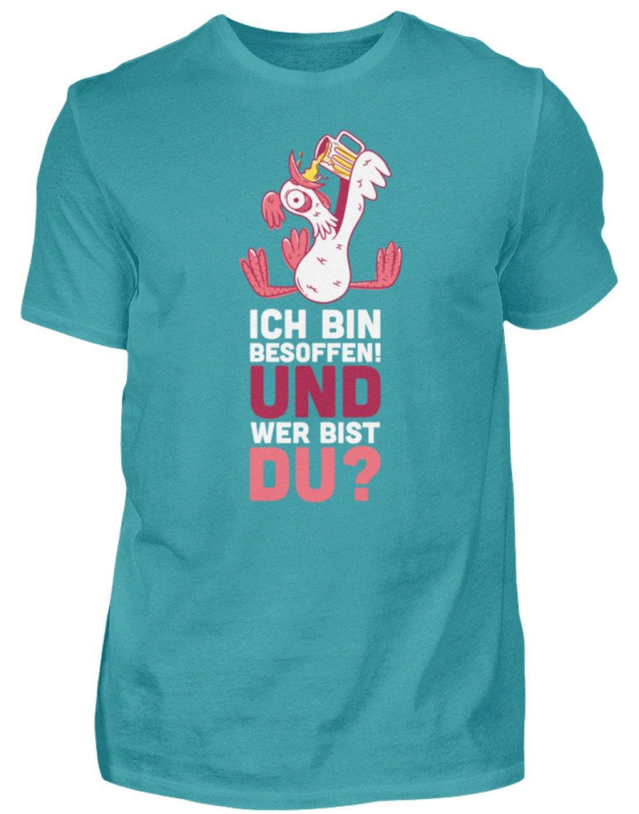 Ich bin Besoffen! Wer bist Du? - WOS  - Herren Shirt - Words on Shirts Sag es mit dem Mittelfinger Shirts Hoodies Sweatshirt Taschen Gymsack Spruch Sprüche Statement