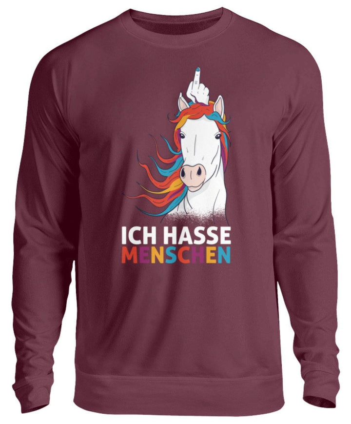 Ich hasse Menschen - Words on Shirts  - Unisex Pullover - Words on Shirts Sag es mit dem Mittelfinger Shirts Hoodies Sweatshirt Taschen Gymsack Spruch Sprüche Statement