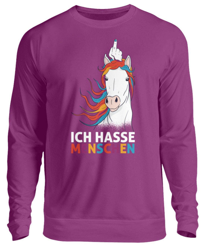 Ich hasse Menschen - Words on Shirts  - Unisex Pullover - Words on Shirts Sag es mit dem Mittelfinger Shirts Hoodies Sweatshirt Taschen Gymsack Spruch Sprüche Statement