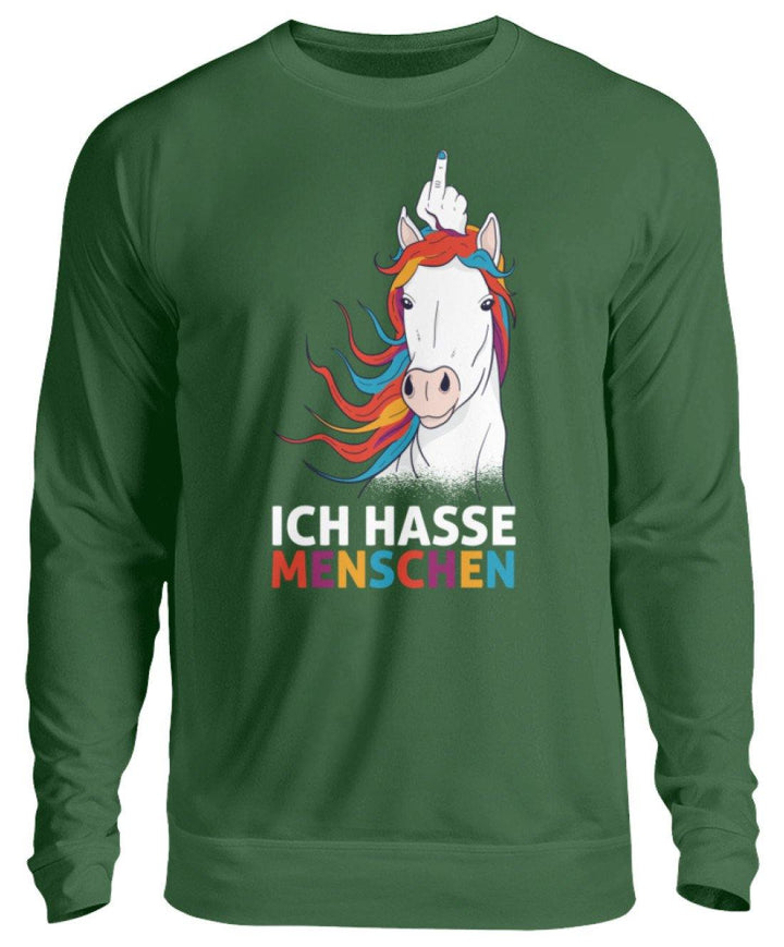 Ich hasse Menschen - Words on Shirts  - Unisex Pullover - Words on Shirts Sag es mit dem Mittelfinger Shirts Hoodies Sweatshirt Taschen Gymsack Spruch Sprüche Statement