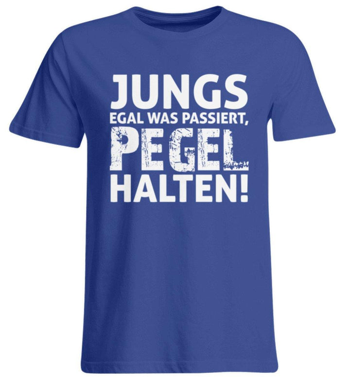 Jungs, Pegel halten.  - Übergrößenshirt - Words on Shirts Sag es mit dem Mittelfinger Shirts Hoodies Sweatshirt Taschen Gymsack Spruch Sprüche Statement