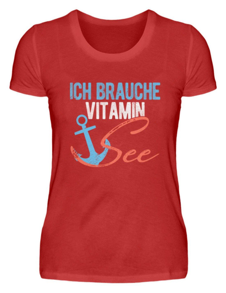 Vitamin See - Norddeutsch   - Damenshirt - Words on Shirts Sag es mit dem Mittelfinger Shirts Hoodies Sweatshirt Taschen Gymsack Spruch Sprüche Statement