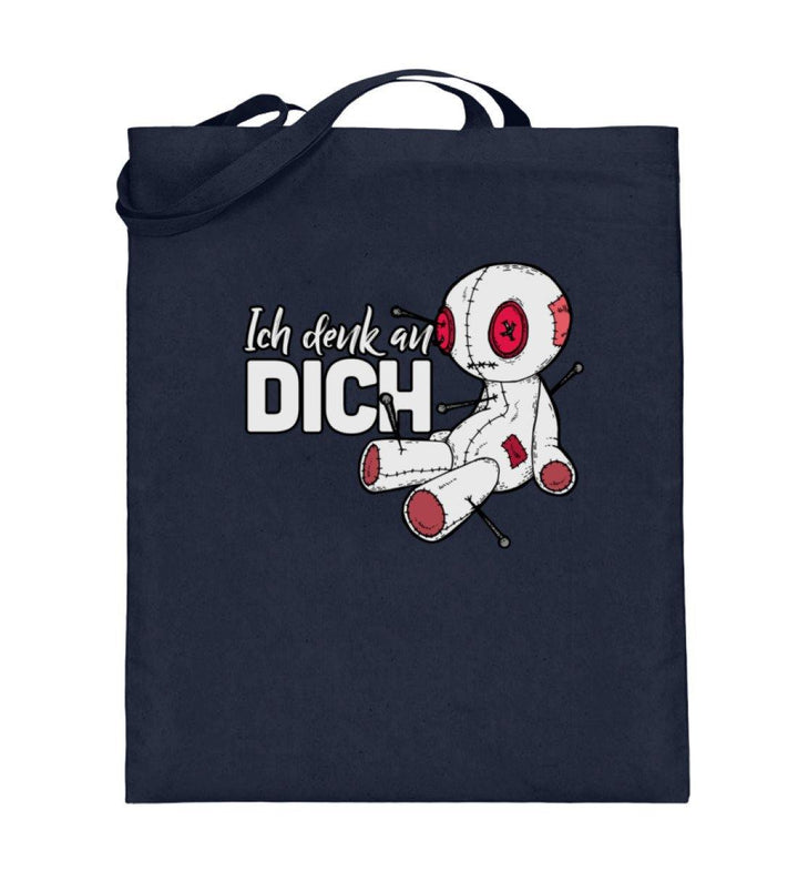 Voodoo Ich denk an dich Words on Shirts  - Jutebeutel (mit langen Henkeln) - Words on Shirts Sag es mit dem Mittelfinger Shirts Hoodies Sweatshirt Taschen Gymsack Spruch Sprüche Statement