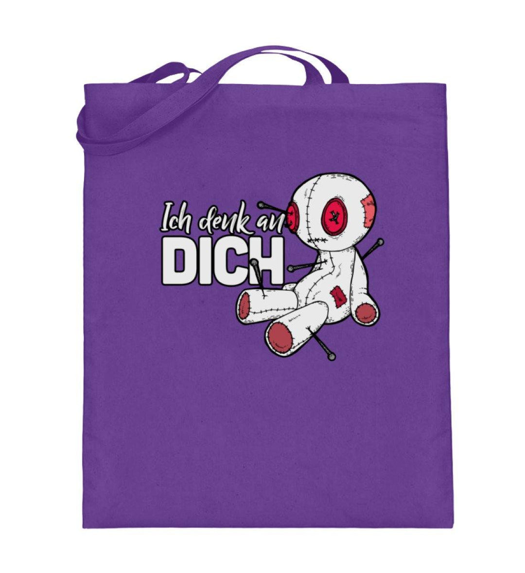 Voodoo Ich denk an dich Words on Shirts  - Jutebeutel (mit langen Henkeln) - Words on Shirts Sag es mit dem Mittelfinger Shirts Hoodies Sweatshirt Taschen Gymsack Spruch Sprüche Statement