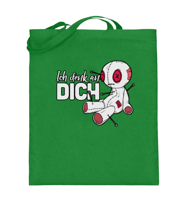 Voodoo Ich denk an dich Words on Shirts  - Jutebeutel (mit langen Henkeln) - Words on Shirts Sag es mit dem Mittelfinger Shirts Hoodies Sweatshirt Taschen Gymsack Spruch Sprüche Statement