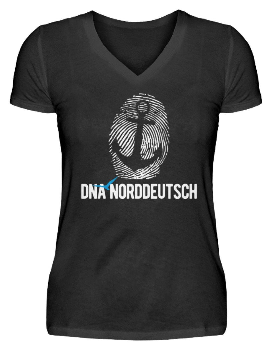 DNA Norddeutsch  - V-Neck Damenshirt - Words on Shirts Sag es mit dem Mittelfinger Shirts Hoodies Sweatshirt Taschen Gymsack Spruch Sprüche Statement