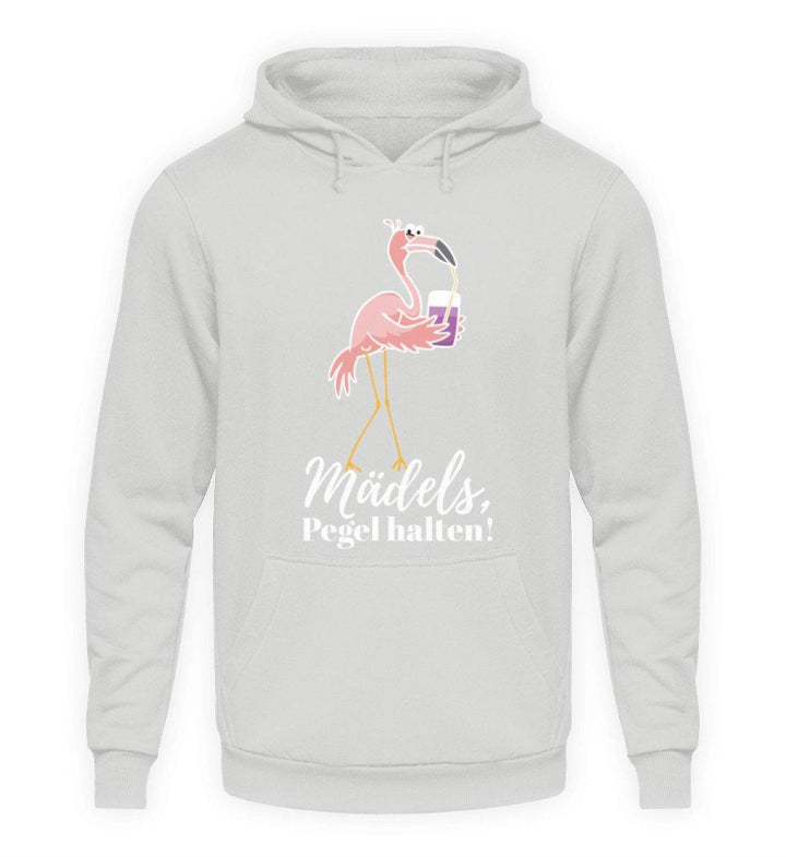 Mädels Pegel halten - Flamingo  - Unisex Kapuzenpullover Hoodie - Words on Shirts Sag es mit dem Mittelfinger Shirts Hoodies Sweatshirt Taschen Gymsack Spruch Sprüche Statement