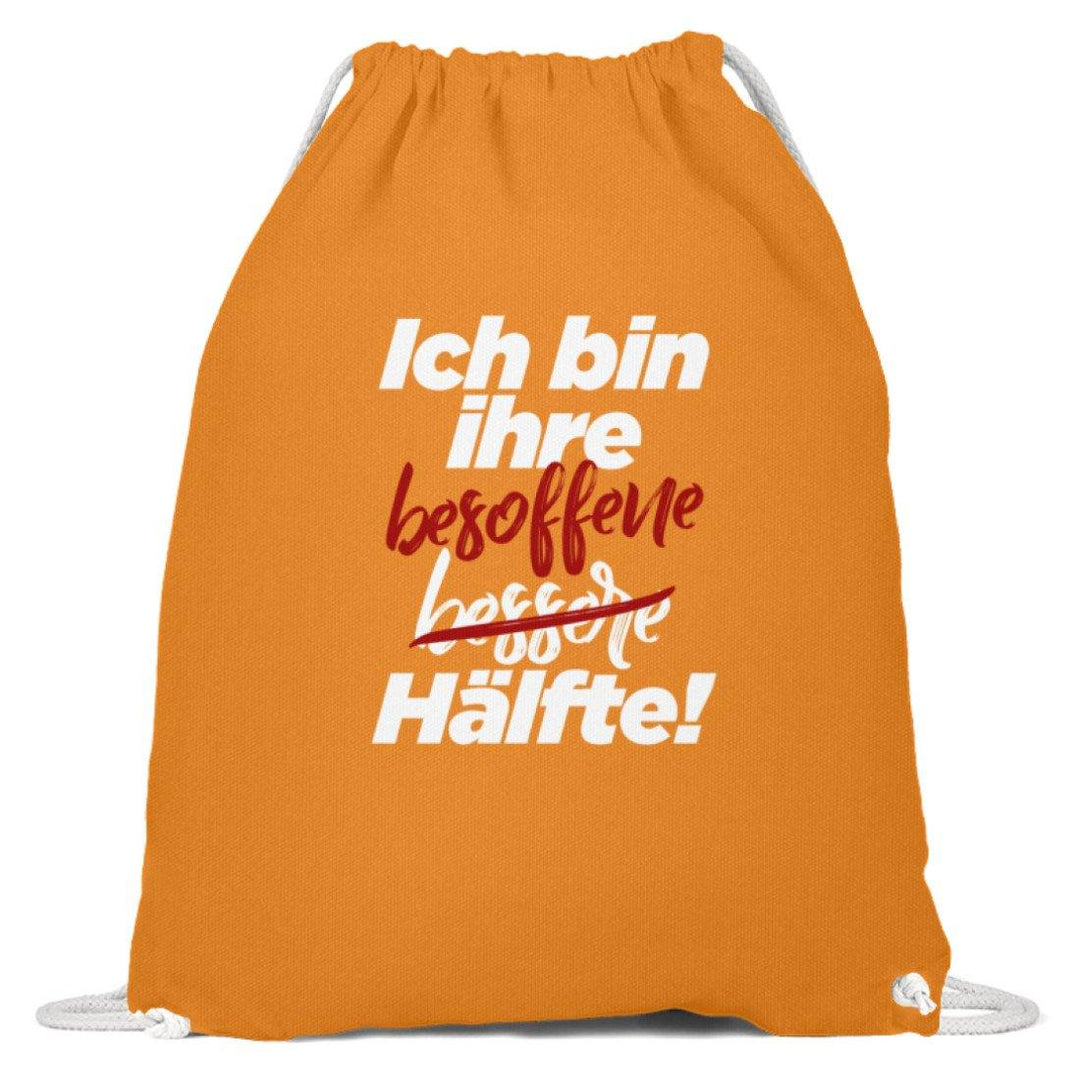 Ich bin ihre besoffene Hälfte.  - Baumwoll Gymsac - Words on Shirts Sag es mit dem Mittelfinger Shirts Hoodies Sweatshirt Taschen Gymsack Spruch Sprüche Statement